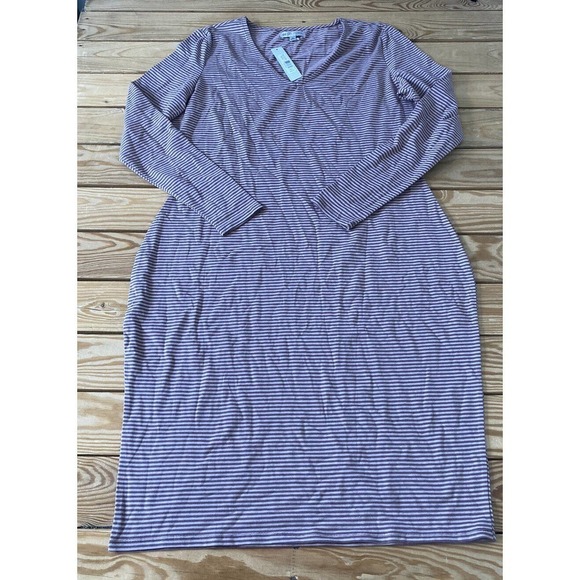 NWT DE Collection Stripe Social Type Dress Size XL Women’s Taupe MSRP $36.99 - Picture 1 of 7